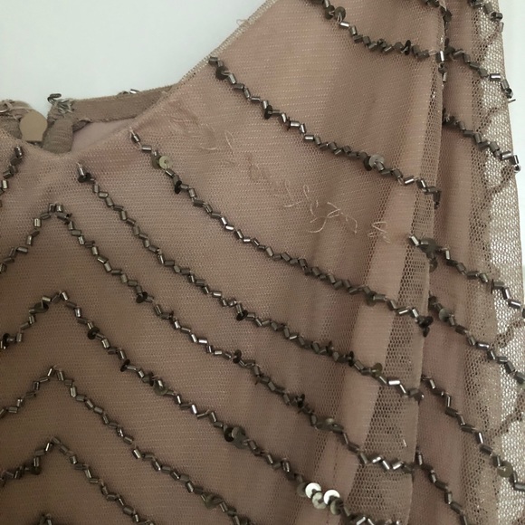 Adrianna Papell Dress in taupe/pink- beaded - Picture 5 of 7